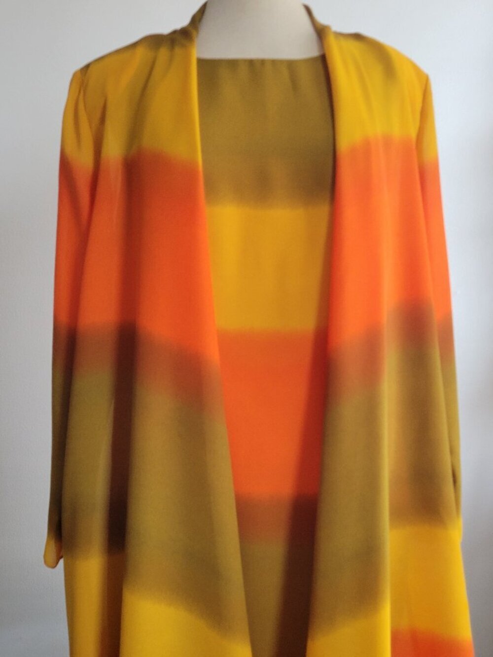 Vintage Positive Influence 2-Piece Chiffon Dress Jacket Set Size 12 Ombre Sheer